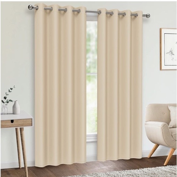 Blackout Curtains for Bedroom Beige 84 Inches Long Privacy & Noise Reducing - Picture 1 of 9
